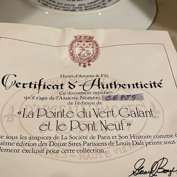 La Pointe de Vert Galant et le Pont Neuf Collector Plate - Picture 9 of 12